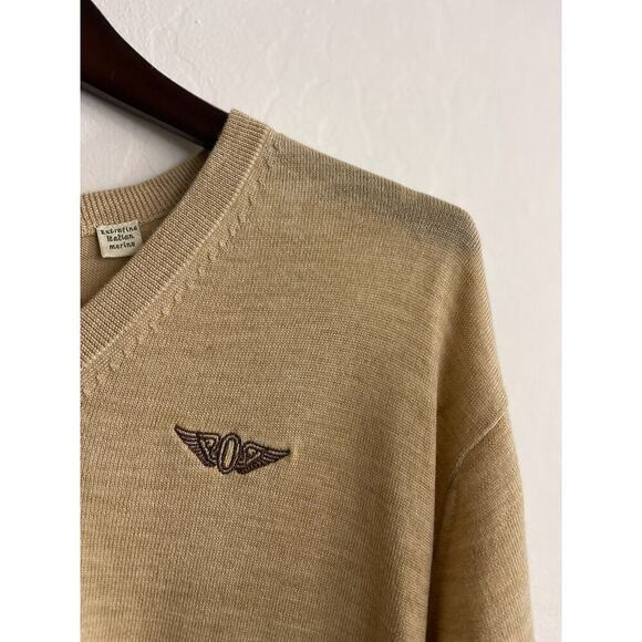 Peter Millar XXL Sweater V Neck Wool Pullover Logo Knit Beige Mens NEW NWT - Picture 4 of 9